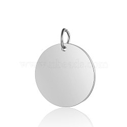 Anti-Tarnish 304 Stainless Steel Pendants, with Jump Ring, Manual Polishing, Flat Round Charm, Stamping Blank Tag, Stainless Steel Color, 22x1.5mm, Hole: 5mm(STAS-I311-06P)