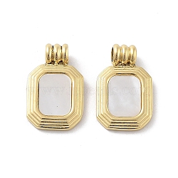 Natural Shell Pendants, with Ion Plating(IP) 304 Stainless Steel Findings, Rectangle, Real 14K Gold Plated, 16x10x2mm, Hole: 3mm(STAS-P343-02G)