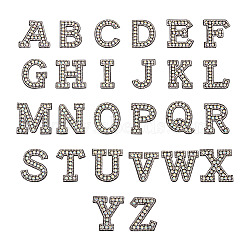 Alphabet Resin Rhinestone Patches, Iron/Sew on Appliques, Costume Accessories, for Clothes, Bag Pants, Black, 43.5~50x20~51x3mm(DIY-TAC0005-45B)