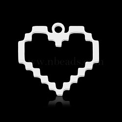 201 Stainless Steel Pendants, Heart, Stainless Steel Color, 16x18x1mm, Hole: 1.4mm(STAS-N090-LA871-1)