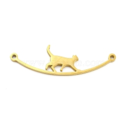 304 Stainless Steel Connector Charms, Walking Cat Links, Golden, 9x30.5x1mm, Hole: 1mm(STAS-Q255-02G)