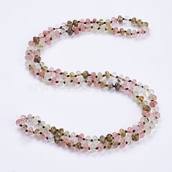 Natural Watermelon Skin Beaded Multi-use Necklaces/Wrap Bracelets, Three-Four Loops Bracelets, Abacus, 37.4 inches(95cm)(NJEW-K095-B07)