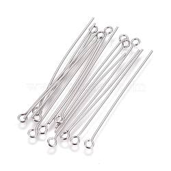 304 Stainless Steel Eye Pins, Stainless Steel Color, 45x3x0.7mm, Hole: 2mm(STAS-L222-33A)