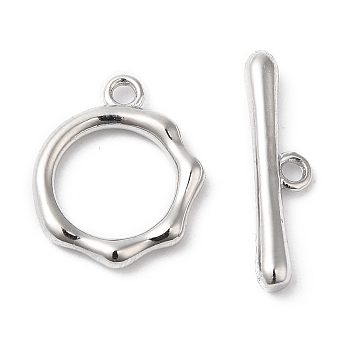 Brass Toggle Clasps, Ring, Real Platinum Plated, Ring: 16x13x2mm, Hole: 1.6mm, Bar: 20x5x2mm, Hole: 1.6mm