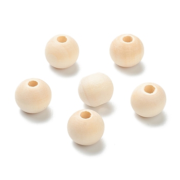 Natural Unfinished Wood Beads, Round Wooden Loose Beads, Wheat, 12x10.5mm, Hole: 4mm, about 720pcs/500g