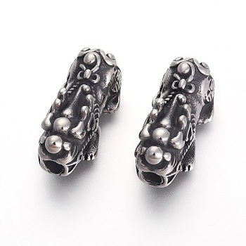 304 Stainless Steel Beads, Pi Xiu, Antique Silver, 26x12x10.5mm, Hole: 3mm
