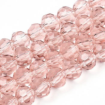 Glass Beads Strands, Faceted(32 Facets), Round, Dark Salmon, 6mm, Hole: 1.2mm, about 88~91pcs/strand, 19.49 inch~20.08 inch(49.5~51cm)