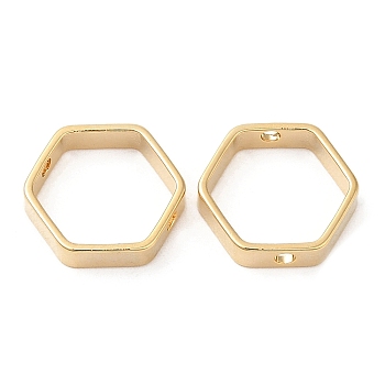 Rack Plating Brass Bead Frame, Cadmium Free & Lead Free, Hexagon, Real 24K Gold Plated, 12x11x3mm, Hole: 1.2mm