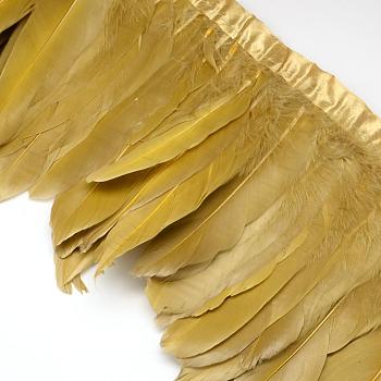 Fashion Goose Feather Cloth Strand Costume Accessories, Dark Goldenrod, 100~180x38~62mm, about 2m/bag