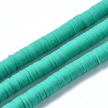 Flat Round Handmade Polymer Clay Beads, Disc Heishi Beads for Hawaiian Earring Bracelet Necklace Jewelry Making, Medium Turquoise, 10mm