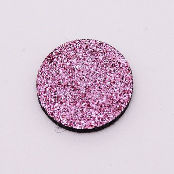 Fibre Perfume Pads, with Glitter, Essential Oils Diffuser Locket Pads, Flat Round, Flamingo, 22.5x2.5mm