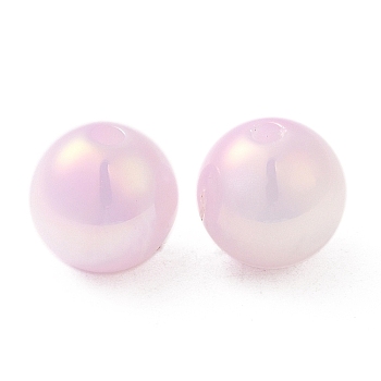 Iridescent Opaque Resin Beads, Candy Beads, Round, Thistle, 10x9.5mm, Hole: 1.8mm
