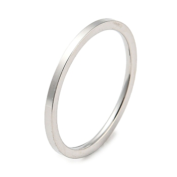 304 Stainless Steel Simple Plain Band Finger Ring for Women Men, Stainless Steel Color, Size 4, Inner Diameter: 14mm, 1mm