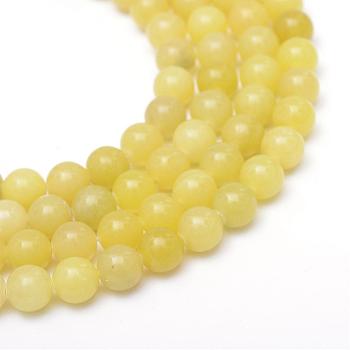 Round Dyed Natural Topaz Jade Bead Strands, 8~9mm, Hole: 1mm, about 46pcs/strand, 15.3 inch