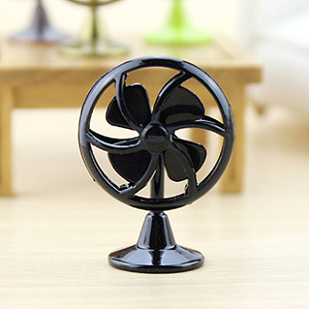 Miniature Alloy Electric Fan, for Dollhouse Accessories Pretending Prop Decorations, Black, 30x43mm