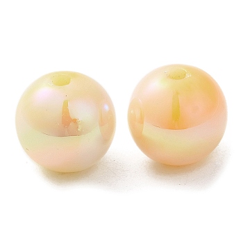 Iridescent ABS Plastic Beads, Round, Navajo White, 12x11.5mm, Hole: 2mm