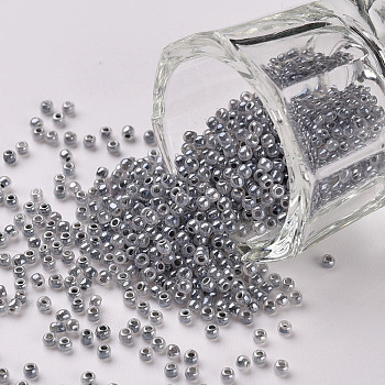 12/0 Grade A Round Glass Seed Beads, Ceylon, Slate Gray, 2x1.5mm, Hole: 0.7mm, about 48500pcs/pound