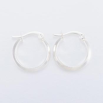 304 Stainless Steel Hoop Earrings, Hypoallergenic Earrings, Silver Color Plated, 20x19x3mm, Pin: 1x0.8mm