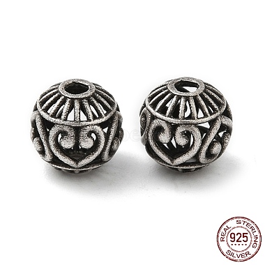 Antique Silver Round Sterling Silver Beads