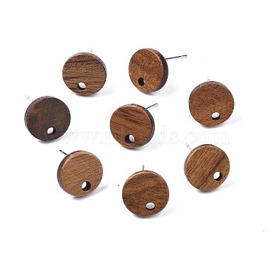 Серьги-гвоздики из орехового дерева(MAK-N033-008A)-2