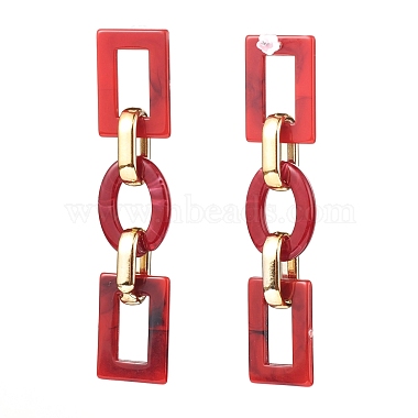 Acrylic & CCB Plastic Link Chain Dangle Stud Earrings(EJEW-JE04470)-3