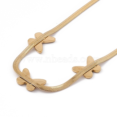 304 Stainless Steel Triple Butterfly Pendant Necklace with Herringbone Chains for Women(NJEW-P269-08G)-3