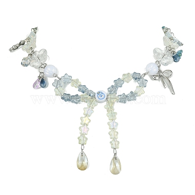 Alloy Bowknot & Dog & Bear Pendant Necklace(NJEW-FZ00005)-3