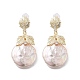 Natural Pearl Dangle Stud Earrings(EJEW-P256-22G)-1