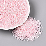 Imitation Cat Eyes Glass Seed Beads, Dyed, Cylinder, Pink, 1.6x1.3mm, Hole: 0.8mm, about 60000pcs/pound(SEED-H003-03A)