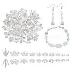 50Pcs 10 Styles Brass Bead Caps, Flower, Filigree, Silver, 5~16x1~8mm, 5pcs/style(KK-GA0001-98)