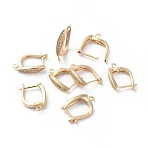 Brass Hoop Earring Findings with Latch Back Closure, with Horizontal Loop and Clear Cubic Zirconia, Horse Eye, Long-Lasting Plated, Real 18K Gold Plated, 18x13.5x3.5mm, Hole: 1.2mm, Pin: 0.8mm(ZIRC-L077-035G)