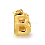 Brass Pendants, Cadmium Free & Nickel Free & Lead Free, with Jump Ring, Letter B Charms, Real 18K Gold Plated, 17.5x12x12mm, Hole: 4mm(KK-M295-19G)