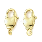 Brass Lobster Claw Clasps, Long-Lasting Plated, Rack Plating, Lead Free & Cadmium Free, Ion Plating(IP), Real 18K Gold Plated, 14x7x3mm, Hole: 1.6mm(KK-H527-38G)