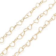 Brass Hollow Heart Link Chains, Unwelded, with Spool, Real 18K Gold Plated, 6x8x0.8mm(CHC-M025-23G)