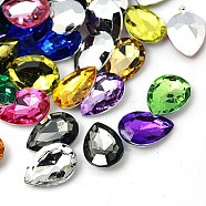 Imitation Taiwan Acrylic Rhinestone Cabochons, Pointed Back & Faceted, teardrop, Mixed Color, 18x13x5mm, about 500pcs/bag(GACR-A017-13x18mm-M)