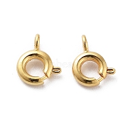 Brass Spring Ring Clasps, Real 18K Gold Plated, 7.5x5x1.5mm, Hole: 1.2mm(KK-G479-01B-G)