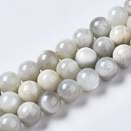 Natural White Moonstone Beads Strands, Round, 10mm, Hole: 0.9mm, about 37~38pcs/strand, 15.12 inche~15.35 inche(38.4~39cm)(G-N328-51C-01)