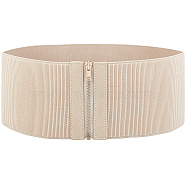 PU Leather Wide Elastic Corset Belts, Lace-up Waist Belt, with Alloy Zip-Fasteners, for Women, Girls, Tan, 27-3/4 inch(70.5cm)(AJEW-WH0248-16B)