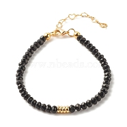 Natural Malaysia Jade(Dyed) Beaded Bracelets for Women or Men, with Golden Tone Brass Findings, Black, 7-1/4 inch(18.5cm), 4mm(BJEW-JB07791-03)