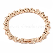 Brass Link Chain Bracelets for Women Men, Light Gold, Heart, 7-1/8 inch(18cm), Link: 10x8x3mm(BJEW-P324-01A-KCG)