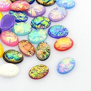 Oval Resin Imitate Opal Cabochons, Mixed Color, 25x18x9mm(CRES-L006-M)