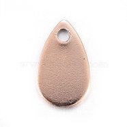 Ion Plating(IP) Stainless Steel Charms, teardrop, Stamping Blank Tag, Rose Gold, 10x6x0.6mm, Hole: 1.2mm(X-STAS-L211-02B-RG)