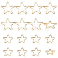 32Pcs 2 Style Brass Linking Rings, Real 14K Gold Plated, Star, 7~10.5x7.5~11x1mm, Inner Diameter: 6~9x6.2~9mm, 16pcs/style(KK-BC0012-60)