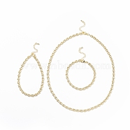 Brass Initial Letter U Link Chain Necklace Bracelet Anklet, Jewelry Set for Women, Light Gold, 190~470mm, 3Pcs/set(SJEW-JS01235)