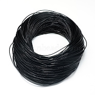 Round Cowhide Leather Cord, Leather Rope String for Bracelets Necklaces, Black, 6mm, about 100yard/bundle(WL-Q007-6mm-2)