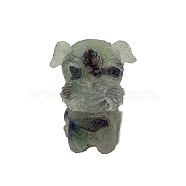 Resin Dog Display Decoration, with Natural Fluorite Chips inside Statues for Home Office Decorations, 25x30x40mm(PW-WG36855-11)