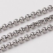 304 Stainless Steel Rolo Chains, Belcher Chain, Unwelded, Stainless Steel Color, 2.5x1mm(CHS-L015-49)