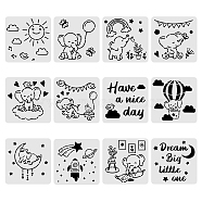 Large Plastic Reusable Drawing Painting Stencils Templates Sets, for Painting on Scrapbook Fabric Canvas Tiles Floor Furniture Wood, Elephant Pattern, 30x30cm, 12pcs/set(DIY-WH0172-078)