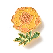 Carnation Enamel Pin, Dainty Flower Iron Enamel Brooch for Backpack Clothes, Golden, Dark Orange, 45x33x9.5mm(JEWB-C012-08B)