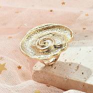 Alloy Open Cuff Rings, Jewely for Women, Flower, Adjustable, Flower: 40x36mm(RJEW-K287-03B-MG)